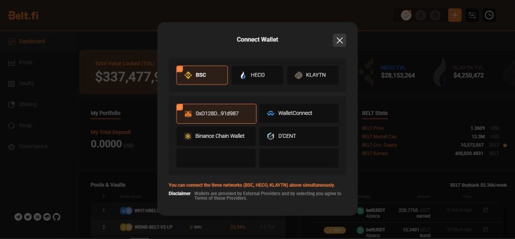 Connected to MetaMask wallet